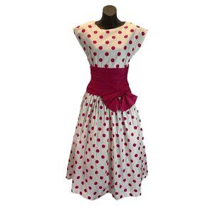 VTG 50’s Patty O’Neil Pink Polka dot Dress size 6 rockabilly pin up party